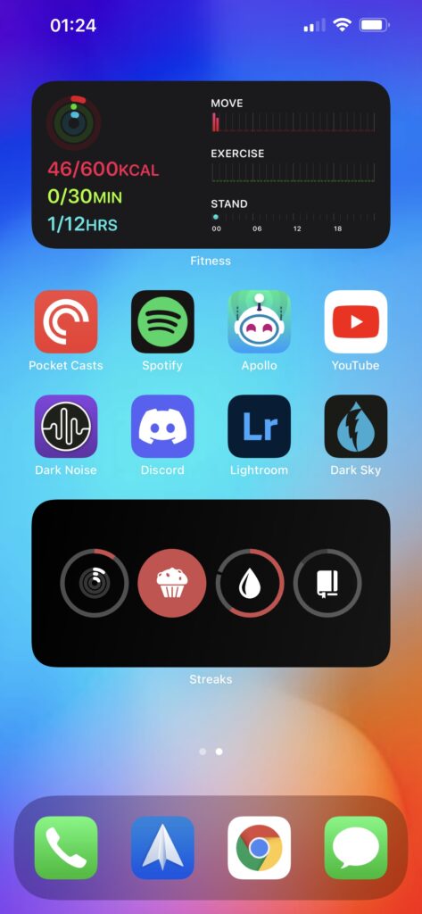 IOS screenshot showing the Streaks widget