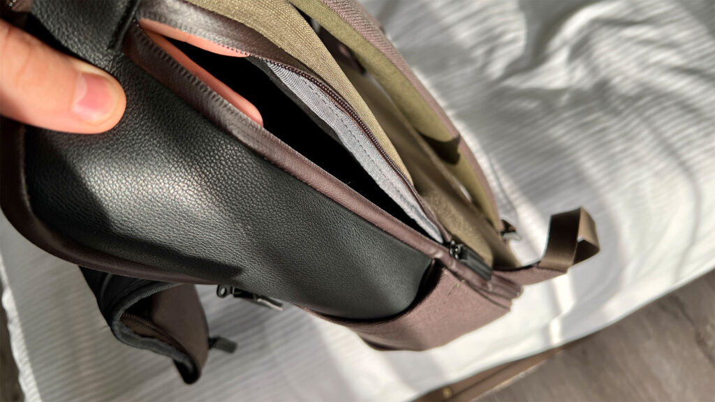 Troubadour Pioneer backpack's laptop access zip
